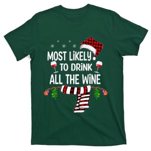 Most Likely To Drink All The Wine Family Christmas Pajamas  T-Shirt