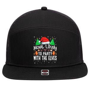 Most Likely To Party Christmas Matching 7 Panel Mesh Trucker Snapback Hat