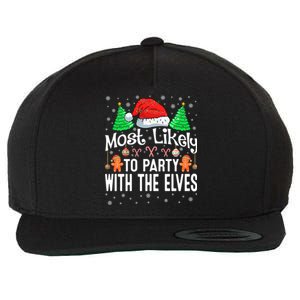 Most Likely To Party Christmas Matching Wool Snapback Cap