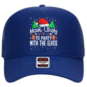 Most Likely To Party Christmas Matching High Crown Mesh Back Trucker Hat