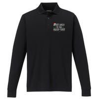 Most Likely To Fall Asleep First Funny Xmas Family Gift Performance Long Sleeve Polo