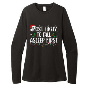 Most Likely To Fall Asleep First Funny Xmas Family Gift Womens CVC Long Sleeve Shirt