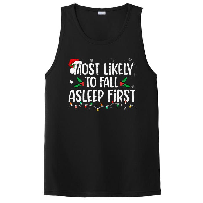 Most Likely To Fall Asleep First Funny Xmas Family Gift PosiCharge Competitor Tank