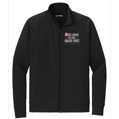 Most Likely To Fall Asleep First Funny Xmas Family Gift Stretch Full-Zip Cadet Jacket