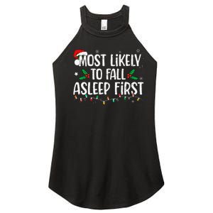 Most Likely To Fall Asleep First Funny Xmas Family Gift Women's Perfect Tri Rocker Tank