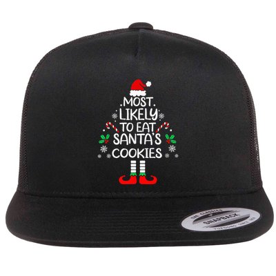 Most Likely To Eat Santas Cookies Christmas Family Matching  Flatbill Hat