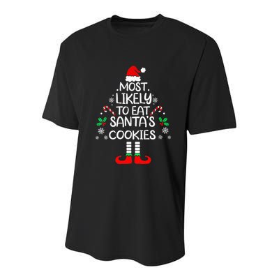 Most Likely To Eat Santas Cookies Christmas Family Matching  Youth Performance Sprint T-Shirt