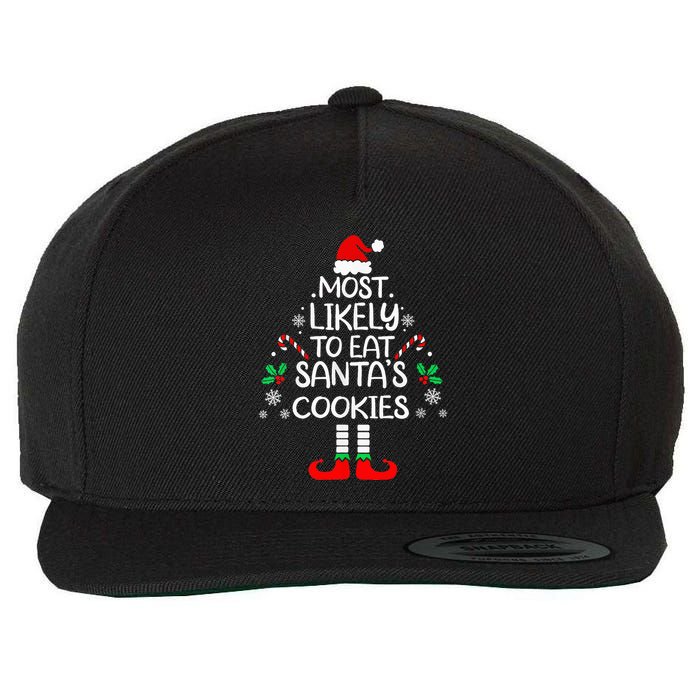 Most Likely To Eat Santas Cookies Christmas Family Matching  Wool Snapback Cap