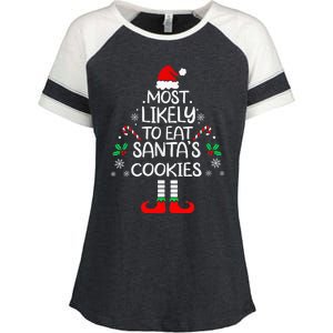 Most Likely To Eat Santas Cookies Christmas Family Matching  Enza Ladies Jersey Colorblock Tee