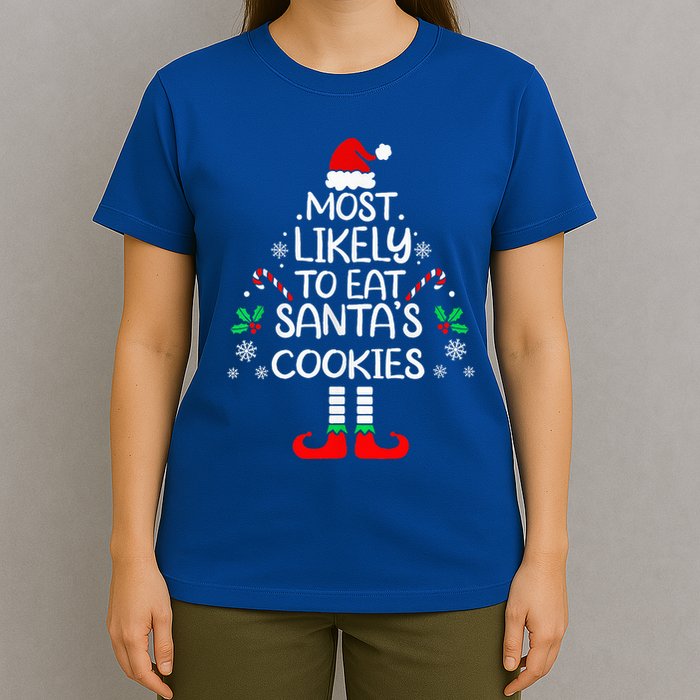 Most Likely To Eat Santas Cookies Christmas Family Matching  T-Shirt