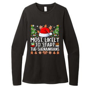 Most Likely To Start The Shenanigans Family Christmas Womens CVC Long Sleeve Shirt