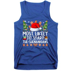 Most Likely To Start The Shenanigans Family Christmas Tank Top