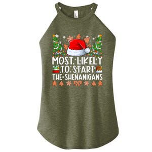 Most Likely To Start The Shenanigans Family Christmas Women's Perfect Tri Rocker Tank