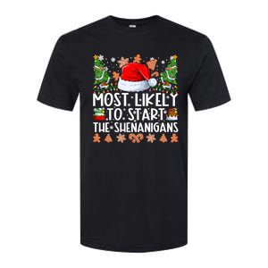 Most Likely To Start The Shenanigans Family Christmas Softstyle CVC T-Shirt