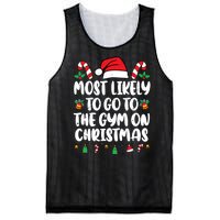 Most Likely To Go To The Gym On Christmas Family Pajamas Mesh Reversible Basketball Jersey Tank