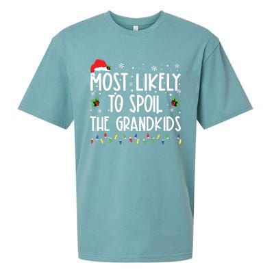 Most Likely To Spoil The Grandkids Funny Christmas Grandma Sueded Cloud Jersey T-Shirt