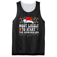 Most Likely To Start The Shenanigans Christmas Family Mesh Reversible Basketball Jersey Tank