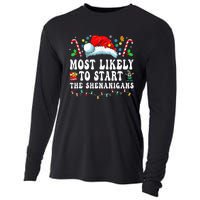 Most Likely To Start The Shenanigans Christmas Family Cooling Performance Long Sleeve Crew