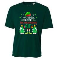 Most Likely To Start The Shenanigans Elf Christmas Family Cooling Performance Crew T-Shirt