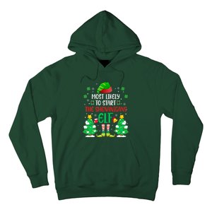 Most Likely To Start The Shenanigans Elf Christmas Family Hoodie