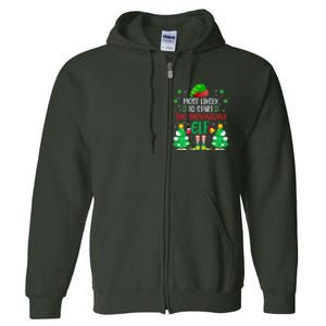 Most Likely To Start The Shenanigans Elf Christmas Family Full Zip Hoodie