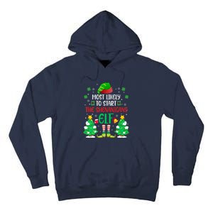 Most Likely To Start The Shenanigans Elf Christmas Family Tall Hoodie