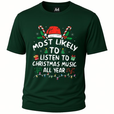 Most Likely to Listen to Christmas Music all Year Family  Performance Shirt