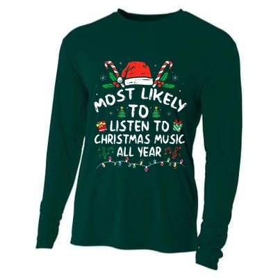 Most Likely to Listen to Christmas Music all Year Family  Cooling Performance Long Sleeve Crew
