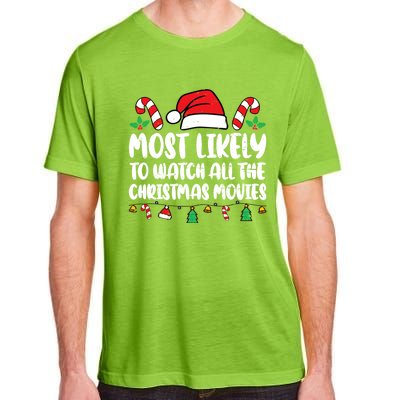 Most Likely To Watch All The Christmas Movies Matching Xmas Adult ChromaSoft Performance T-Shirt