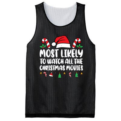 Most Likely To Watch All The Christmas Movies Matching Xmas Mesh Reversible Basketball Jersey Tank