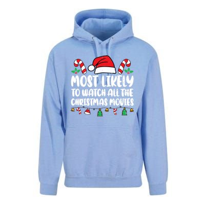 Most Likely To Watch All The Christmas Movies Matching Xmas Unisex Surf Hoodie