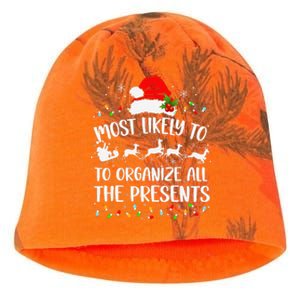 Most Likely To Organize All The Presents Funny Family Xmas Kati - Camo Knit Beanie