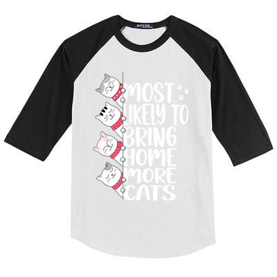 Most Likely To Bring Home More Cats Lover Adopt A Cat Women Kids Colorblock Raglan Jersey