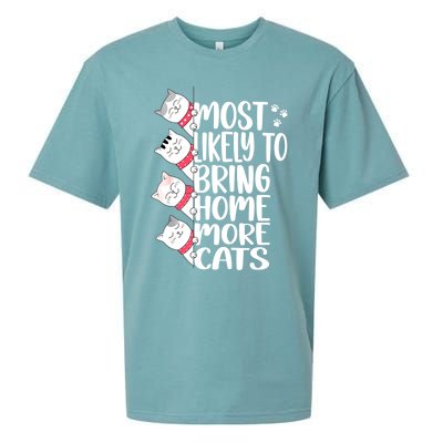 Most Likely To Bring Home More Cats Lover Adopt A Cat Women Sueded Cloud Jersey T-Shirt