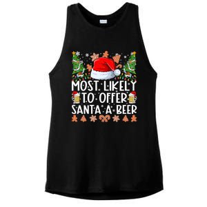 Most Likely To Offer Santa A Beer Christmas Shirts For Family Ladies PosiCharge Tri-Blend Wicking Tank