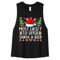 Most Likely To Offer Santa A Beer Christmas Shirts For Family Women's Racerback Cropped Tank