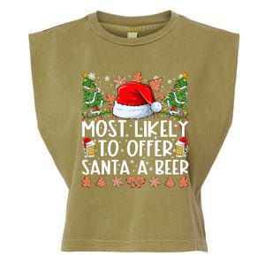 Most Likely To Offer Santa A Beer Christmas Shirts For Family Garment-Dyed Women's Muscle Tee