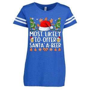 Most Likely To Offer Santa A Beer Christmas Shirts For Family Enza Ladies Jersey Football T-Shirt