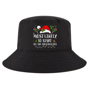 Most Likely To Start All The Shenanigans Christmas Family  Cool Comfort Performance Bucket Hat