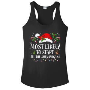 Most Likely To Start All The Shenanigans Christmas Family  Ladies PosiCharge Competitor Racerback Tank