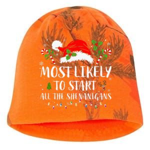 Most Likely To Start All The Shenanigans Christmas Family  Kati - Camo Knit Beanie