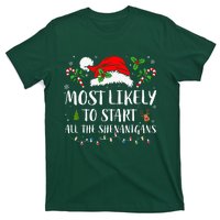 Most Likely To Start All The Shenanigans Christmas Family  T-Shirt