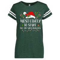 Most Likely To Start All The Shenanigans Christmas Family  Enza Ladies Jersey Football T-Shirt