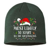 Most Likely To Start All The Shenanigans Christmas Family  Sustainable Beanie