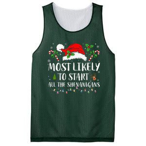 Most Likely To Start All The Shenanigans Christmas Family  Mesh Reversible Basketball Jersey Tank