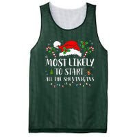 Most Likely To Start All The Shenanigans Christmas Family  Mesh Reversible Basketball Jersey Tank