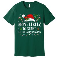 Most Likely To Start All The Shenanigans Christmas Family  Premium T-Shirt