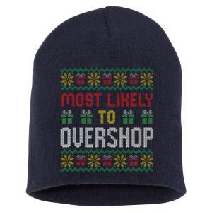 Most Likely To Overshop Shopping Squad Family Christmas Short Acrylic Beanie