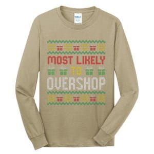 Most Likely To Overshop Shopping Squad Family Christmas Tall Long Sleeve T-Shirt