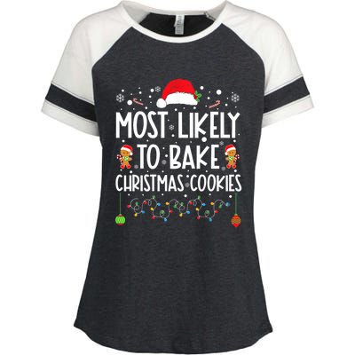 Most Likely To Bake Christmas Cookies Funny Baker Christmas Enza Ladies Jersey Colorblock Tee